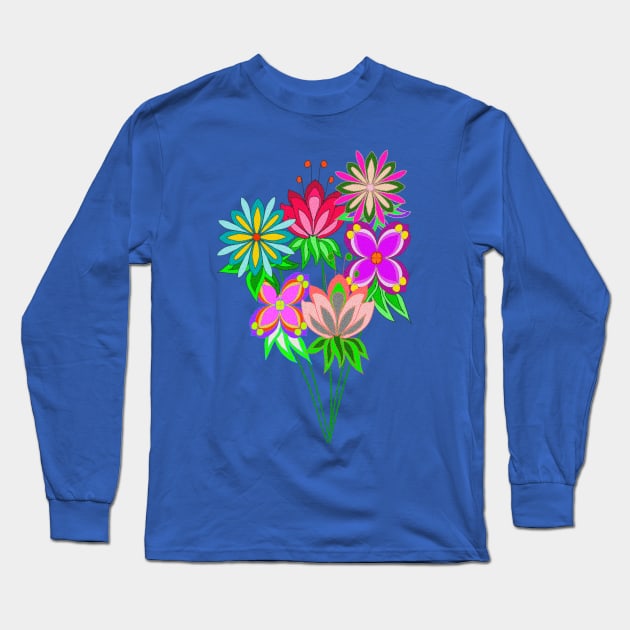 Glitter, Glittery Flowers Long Sleeve T-Shirt by CATiltedArt